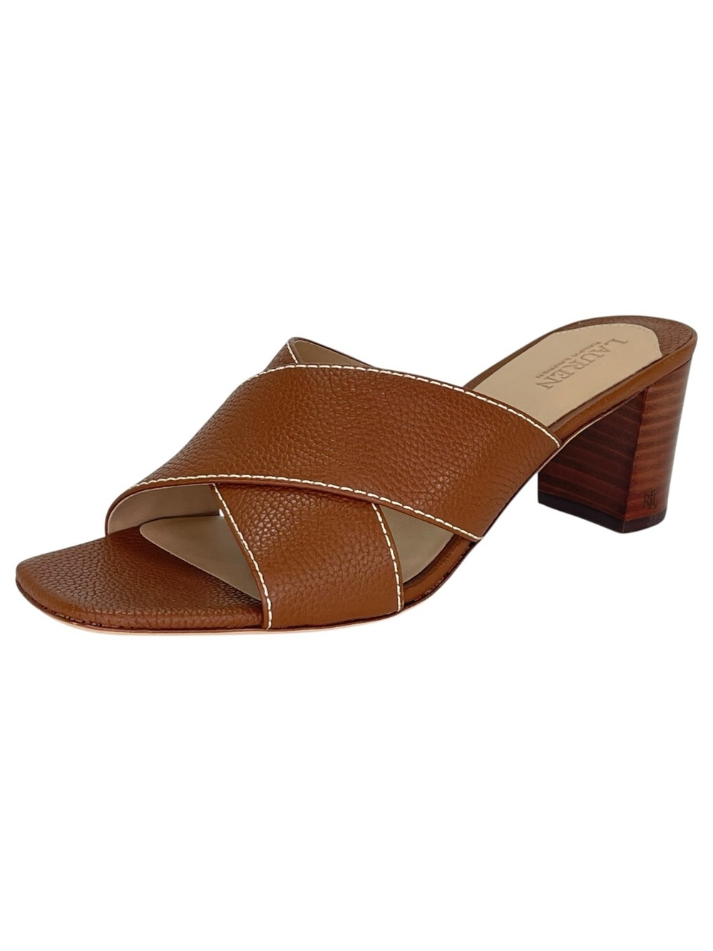 Lauren Ralph Lauren Freddi Brown Leather Heeled Womens Sandals Size 8M - Picture 2 of 13